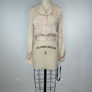 PrettyLittleThing Blush Satin Blouse